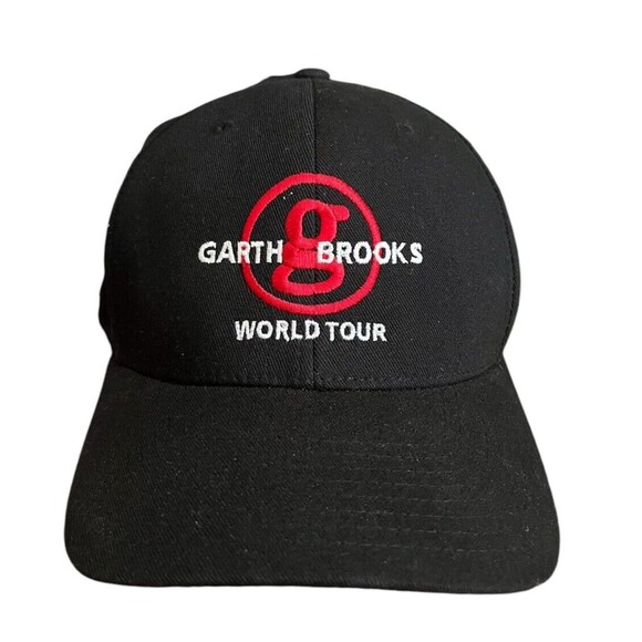 Garth Brooks World Tour Hat Cap Strap Back Black One Size 110 Flex Country Music - Picture 1 of 7